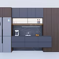 Modern Wine Cabinet Design With Wooden Gray Cabinets And Refrigerator Countertop