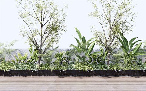 modern plants shrubs green plants outdoor plants heaps landscape trees tropical plants plantain flowers and plants 3d model