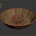 Handwoven Bamboo Storage Basket With Circular Design And Inner Ring Structure 3d model