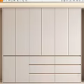 Modern Light Beige Wardrobe With Multiple Doors And Spacious Drawer Storage Design