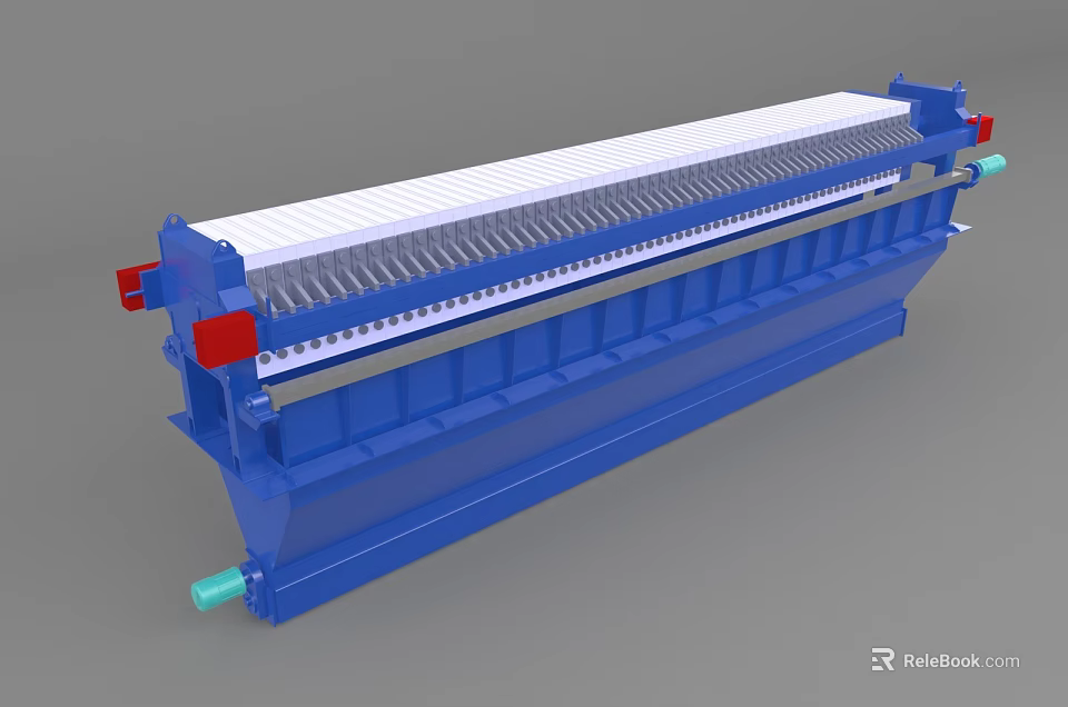 Industrial Plate And Frame Filter Press For Efficient Sludge Dewatering In Wastewater Treatment 3d model 