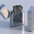 Silver Metal Lighters With Modern Design Open And Closed As Daily Life Supplies
