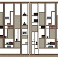 Modern Wooden Decorative Cabinet With Open Shelves And Decorative Items