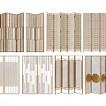 Modern Decorative Room Divider Screens With Geometric Patterns And Wooden Frames 3d model