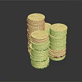 Gold Jewelry Stacked Piles With Shiny Reflective Surface On Dark Background