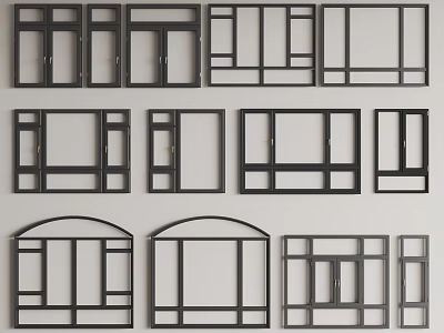 Modern Casement Windows With Various Designs And Sturdy Frame Structures 3d model