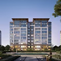 Modern Multi Storey Residential Building Exterior With Large Windows Surrounding Greenery Trees And Lawns