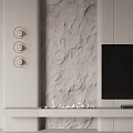 Modern Elegant TV Background Wall Design With Stone Texture And Floating Shelf 3d model