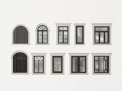 European-style windows Combination villa windows Curved windows European-style windows European-style windows Line-side casement windows 3d model