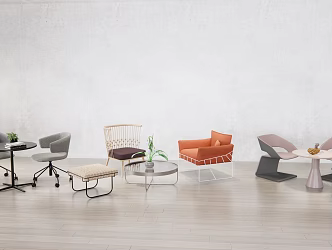 modern leisure sofa combination leisure table and chair 3d model
