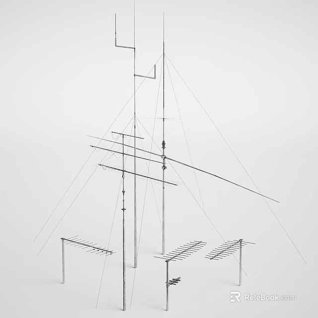 Roadside Infrastructure With Utility Poles Overhead Wires Antennas And Street Lamp Structures 3d model 