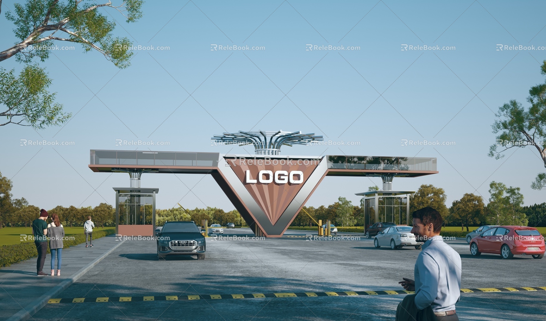 Modern Gate Gate Building Factory Gate Guard Recorder Room Gate Entrance Park Gate Gate Gate 3d model