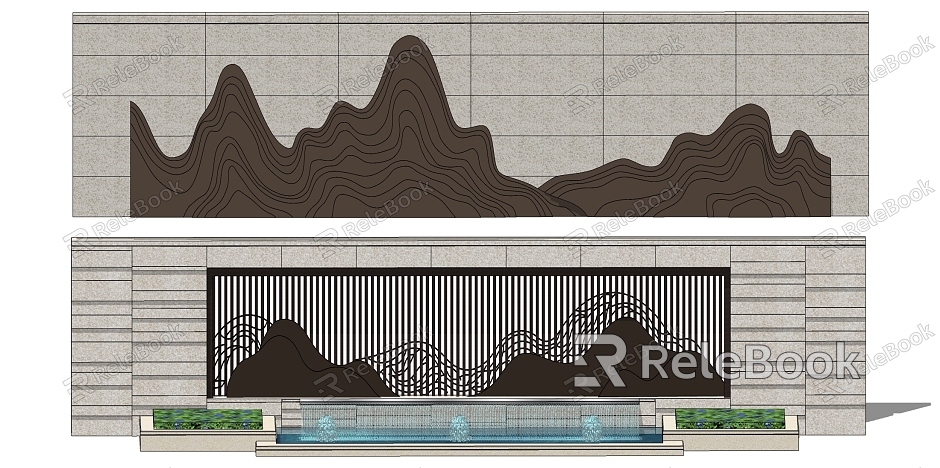 New Chinese Style Landscape Wall Mountain Peak Modeling Landscape Wall model