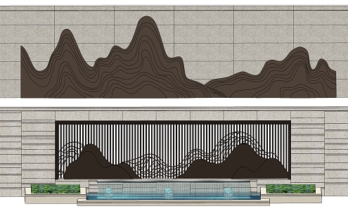 New Chinese Style Landscape Wall Mountain Peak Modeling Landscape Wall 3d model