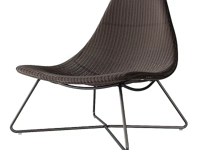 Stylish Accent Chair with Woven Dark Brown Material and Sturdy Metal Frame 3d model