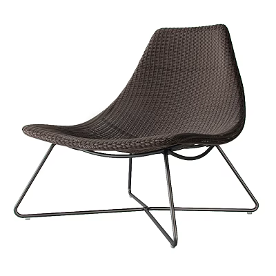 Stylish Accent Chair with Woven Dark Brown Material and Sturdy Metal Frame 3d model
