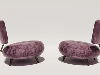 Purple Velvet Accent Chair With Round Shape And Black Tapered Legs 3d model