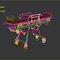 Medical Emergency Stretcher With Yellow Frame Black Mattress And Wheels For Patient Transport
