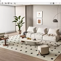 Modern Sofa Coffee Table Combination Sofa Combination Multi-person Sofa Leisure Chair Coffee Table Floor Lamp Sofa Stool 3d model