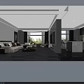 Elegant Minimalist Open Living And Dining Design With Built In Fireplace And Large Windows