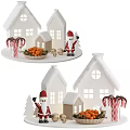 Christmas Building Block Scene With Houses Santa And Decorations