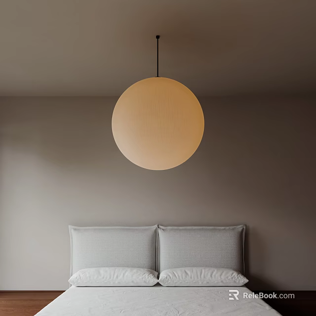 Modern Bedroom Pendant Light With Round Design And Neutral Tone Above Bed 3d model 