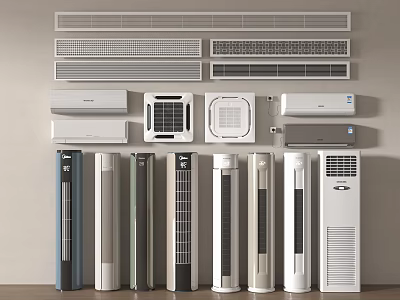 Various Air Conditioners and Fans With Wall Mounted Floor Standing and Built In Styles 3d model
