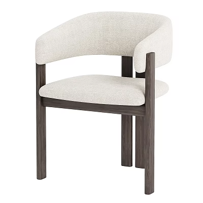 Stylish Modern Accent Chair With Beige Fabric And Dark Wooden Frame 3d model