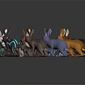 Animal Characters and Various Creatures Standing in Circle With Central Small Figure 3d model