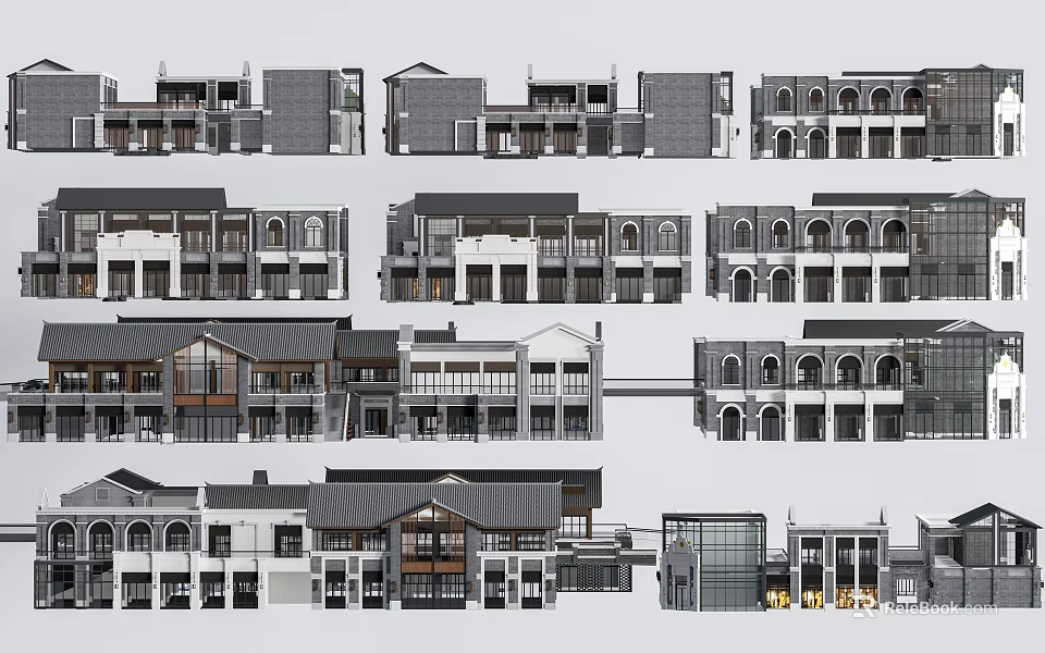 Ancient Architecture Exterior With Traditional Roof Design Wooden Frames And Carved Details 3d model 
