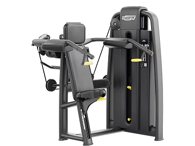 Sports Equipment Strength Training Machine With Adjustable Seat Black Frame Yellow Accents For Gym 3d model