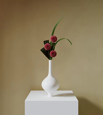 New Chinese Flower-arranging Vase Ornaments Japanese Flower-arranging Floriculture Small Original Zen Iris Leaf Ping-pong Chrysanthemum 3d model