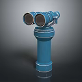 Blue Binocular Sculpture Carving With Cylindrical Metal Stand And Artistic Design