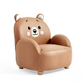 Cute Brown Bear Shaped Kids Single Sofa With Leather Upholstery And Adorable Cartoon Face Details