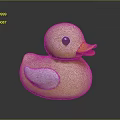 Cute Yellow Rubber Duck Toy With Black Eyes Orange Beak White Wing On Dark Background