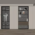 Modern Home Bookshelf Design With Glass Doors Layered Shelves And Living Room Storage