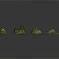 Multiple Green Mountain Models Arranged Around Central Stone With Natural Design