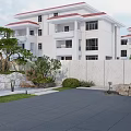 Courtyard Garden Landscape With Natural Rocks Green Grass And Paved Walkway Design