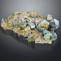 Natural Wood and Stone Decorative Pile with Mossy Rough Surface Texture