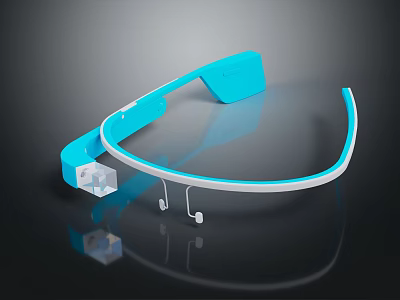 Blue Transparent Jewelry Design With Crystal Accent On Black Reflective Surface 3d model