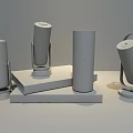 Stylish Daily Electrical Appliances With Modern Design In Pink Silver Green Blue On Yellow Platform