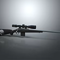 Tactical Sniper Rifle With Scope And Skull Design On Black Stock