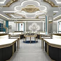 Luxury Jewelry Store Interior With Glass Display Counters Elegant Chandeliers And Bright Lighting