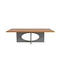 Modern Dining Table Featuring Wooden Tabletop Metal Legs And Circular Design Elements 3d model