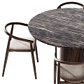 Poliform modern dining table and chair round dining table 3d model