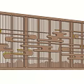 Wooden Scenic Wall With Modern Grid Design And Geometric Decorative Elements 3d model