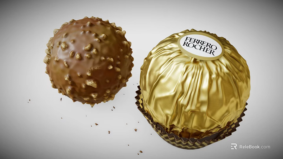 Ferrero Rocher Chocolate Ball With Gold Foil Wrapping And Crunchy Hazelnut Pieces 3d model 
