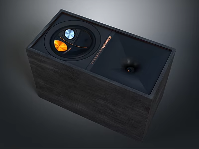 Life Smart Electronic Device With Modern Black Wooden Enclosure And Circular Control Panel 3d model