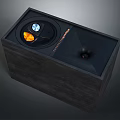 Life Smart Electronic Device With Modern Black Wooden Enclosure And Circular Control Panel