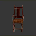 Red Wooden Chair With Armrests And Orange Padded Seat Classic Design